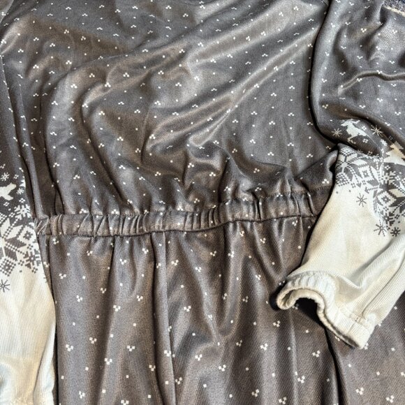 La Vie En Rose Hooded Pajamas Onesie Grey & White Snowflake Design Size Medium - Picture 2 of 7